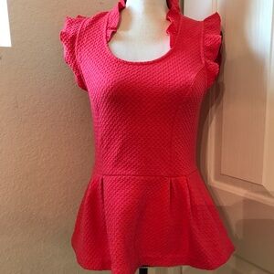 Anthropologie Red Textured Blouse